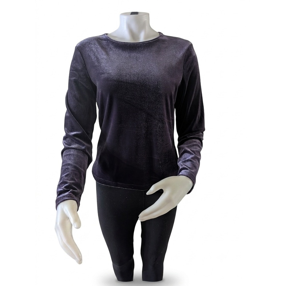 Dialogue Vintage 90s Dark Purple Velvet Long Sleeve Top Size 10